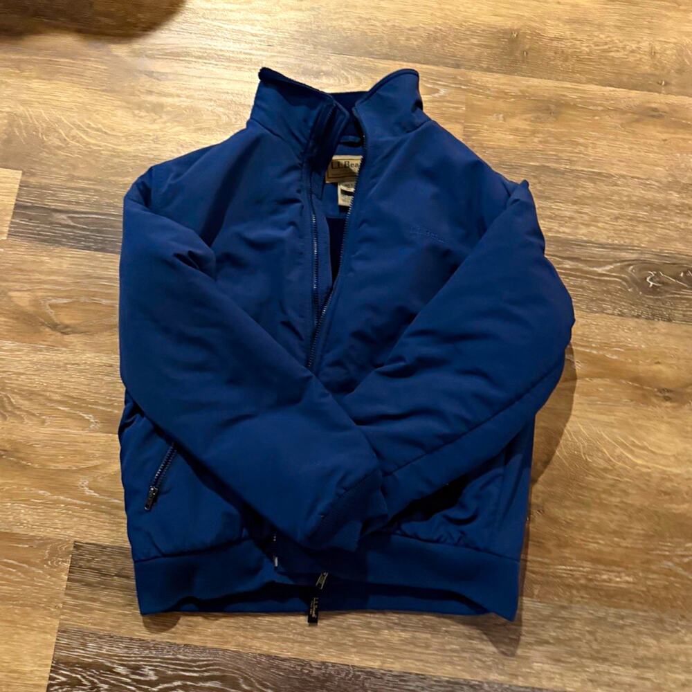 L.L.Bean Blue Bomber Jacket Men's L Insulated Full Zip Stand-Up Collar